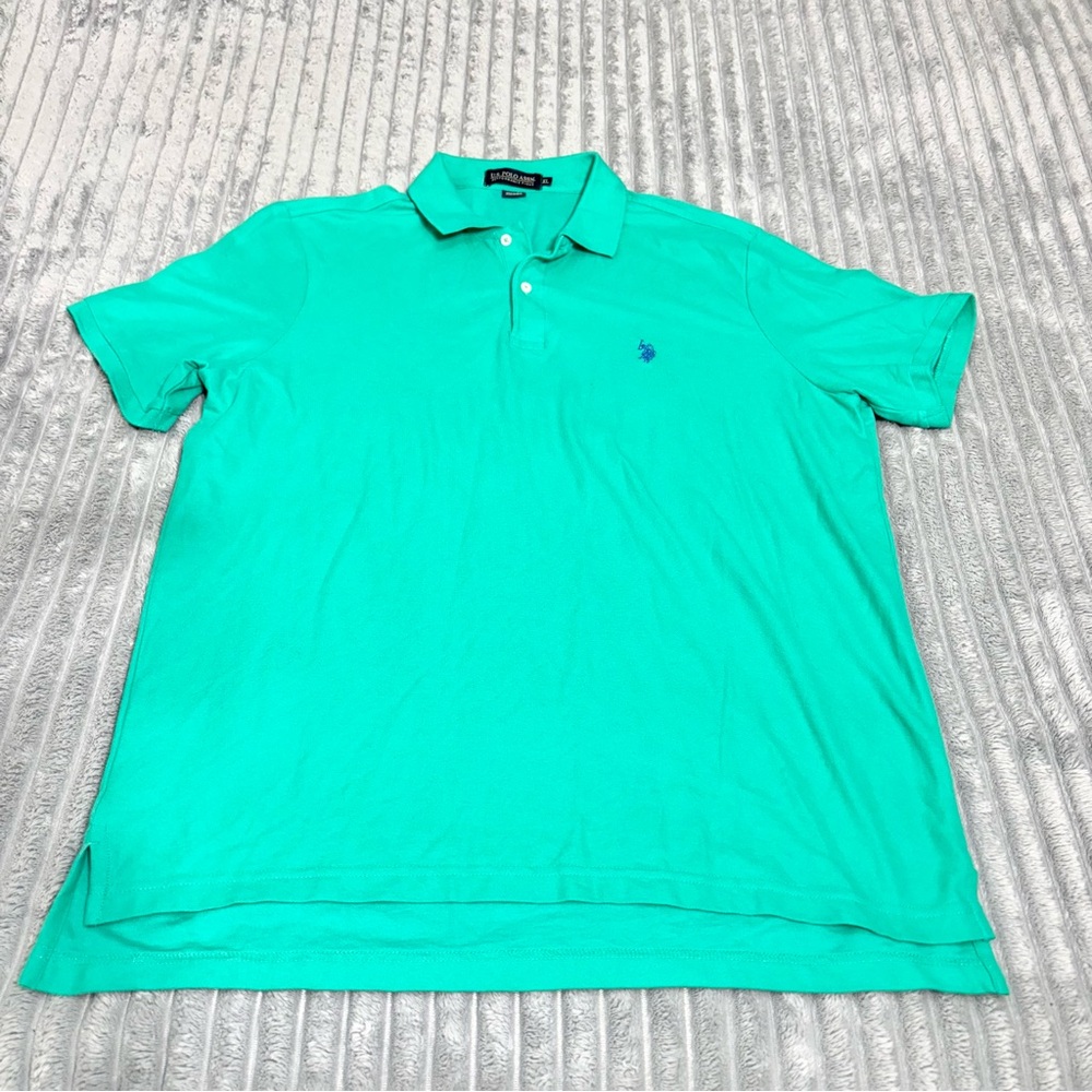 US Polo Assn Performance‎ Pique Luxury Feel Men's XL  Polo Turquoise/Green